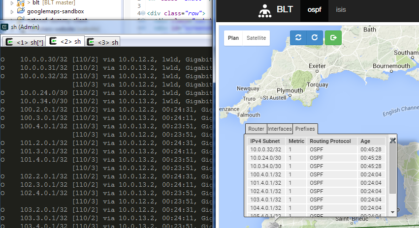 Clickable nodes show IGP infos in bubbles